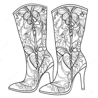 Stylish High Heel Boots Coloring Page 18400-14823