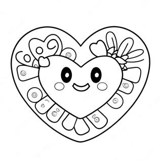 Cute Candy Heart With Smiley Face Coloring Page 18410-14850