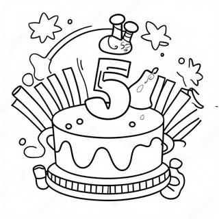 Happy 5th Birthday Celebration Coloring Page 18429-14841