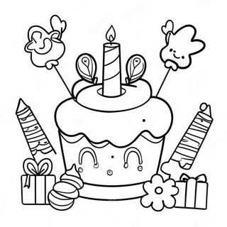 Happy 5th Birthday Celebration Coloring Page 18429-14844