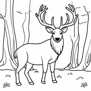 Majestic Elk In Forest Coloring Page 18470-14885