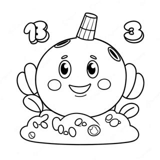 Cute Number 3 With Smiling Face Coloring Page 18530-14932