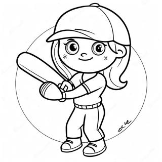 Adorable Softball Player Coloring Page 18550-45605