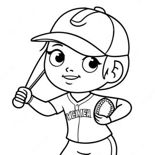 Adorable Softball Player Coloring Page 18550-45606