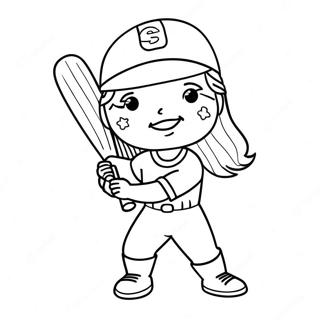 Adorable Softball Player Coloring Page 18550-45607