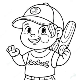 Adorable Softball Player Coloring Page 18550-45608