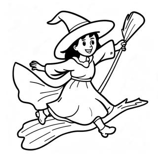 Spooky Witch Flying On Broom Coloring Page 1862-1529