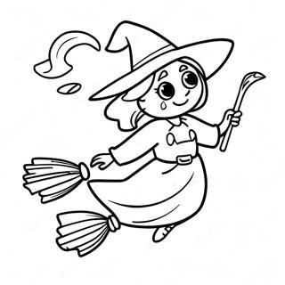 Spooky Witch Flying On Broom Coloring Page 1862-1531