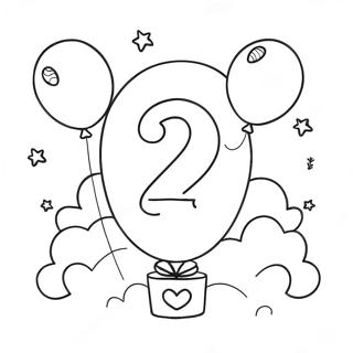 Cute Number 2 With Balloons Coloring Page 18630-15004