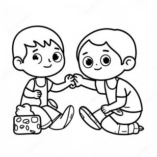 Friendly Kids Sharing Coloring Page 18650-15017