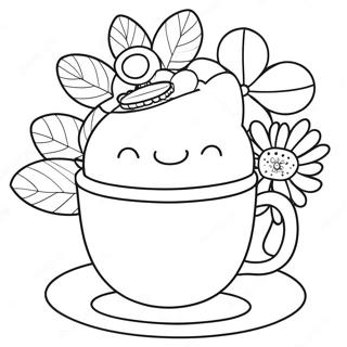 Cute Floral Tea Cup Coloring Page 18710-15066