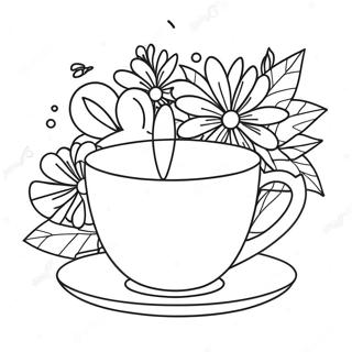 Cute Floral Tea Cup Coloring Page 18710-15067