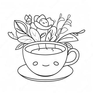 Cute Floral Tea Cup Coloring Page 18710-15068