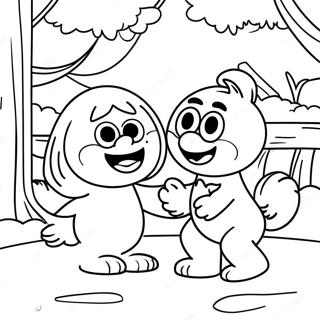 Elmo And Abby Playing In The Park Coloring Page 18742-15096