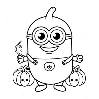 Cute Halloween Minion With Pumpkin Coloring Page 18792-15129