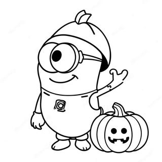 Cute Halloween Minion With Pumpkin Coloring Page 18792-15131