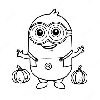 Cute Halloween Minion With Pumpkin Coloring Page 18792-15132