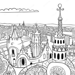 Barcelona City Skyline Coloring Page 18851-15178