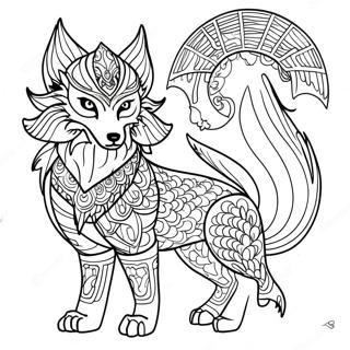 Nine Tailed Fox Mythical Creature Coloring Page 18871-15196