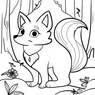 Elegant Nine Tailed Fox In A Forest Coloring Page 18872-15198