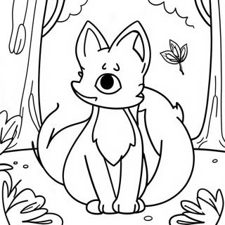 Elegant Nine Tailed Fox In A Forest Coloring Page 18872-15199