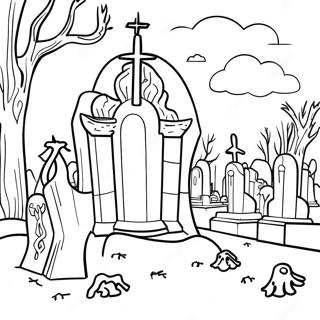 Graveyard Scene Coloring Page 18891-15205