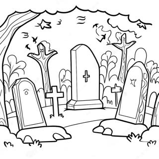 Graveyard Scene Coloring Page 18891-15207