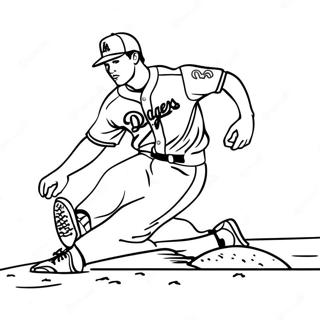 Dodgers Player Sliding Into Base Coloring Page 19002-15308