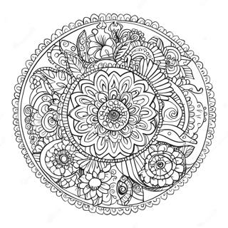 Folk Art Mandala Coloring Page 19011-15304