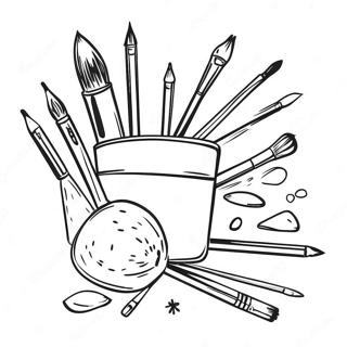 Watercolor Painting Supplies Coloring Page 1901-1562