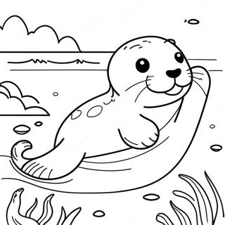 Sea Otter Swimming Playfully Coloring Page 19021-15312