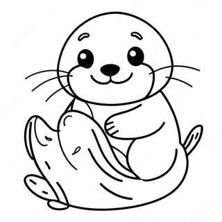 Cute Sea Otter Holding A Shell Coloring Page 19022-15317