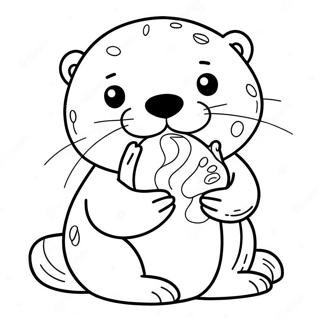 Cute Sea Otter Holding A Shell Coloring Page 19022-15319