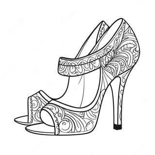 Elegant High Heel Shoes Coloring Page 19032-15331