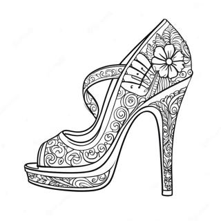 Elegant High Heel Shoes Coloring Page 19032-15332