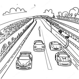 Race Track With Cars Coloring Page 19072-15356