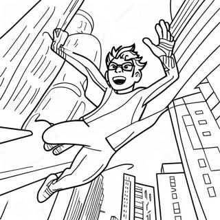 Peter Parker Swinging Through The City Coloring Page 19122-15393