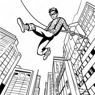 Peter Parker Swinging Through The City Coloring Page 19122-15394