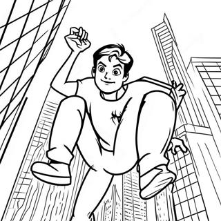 Peter Parker Swinging Through The City Coloring Page 19122-15395