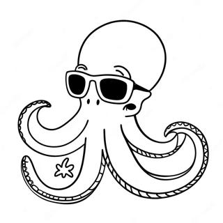 Cute Teenage Kraken With Sunglasses Coloring Page 1912-1575