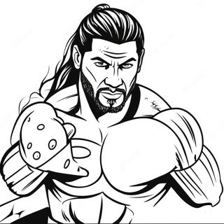 Roman Reigns Intense Action Coloring Page 19131-15404