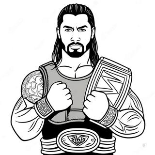 Roman Reigns With Championship Belt Coloring Page 19132-15406