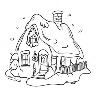 Cozy Christmas Cottage Coloring Page 19142-15417