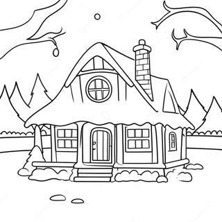 Cozy Christmas Cottage Coloring Page 19142-15420