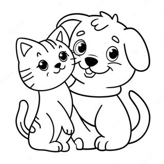 Playful Puppy And Kitten Coloring Page 19212-15470