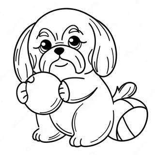 Adorable Shih Tzu Playing With Ball Coloring Page 19222-15478