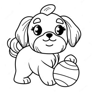 Adorable Shih Tzu Playing With Ball Coloring Page 19222-15479