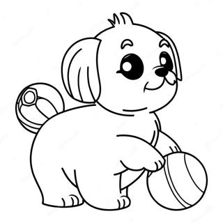 Adorable Shih Tzu Playing With Ball Coloring Page 19222-15480