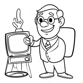 Funny Tv Man With Remote Coloring Page 19242-15494