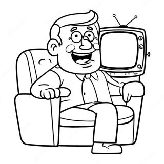 Funny Tv Man With Remote Coloring Page 19242-15495